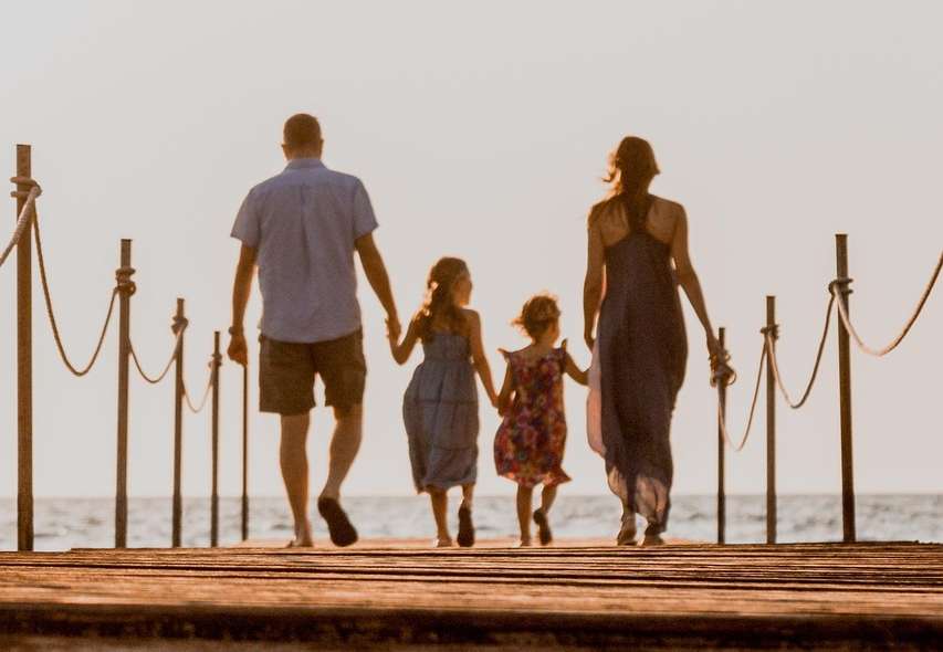 family, walk, beach, holding hands, walking, baby, kids, children, love, adorable, childhood, dad, mom, mother, father, parents, sunset, together, bonding, leisure, happiness, vacation, holiday, nature, portrait, family portrait